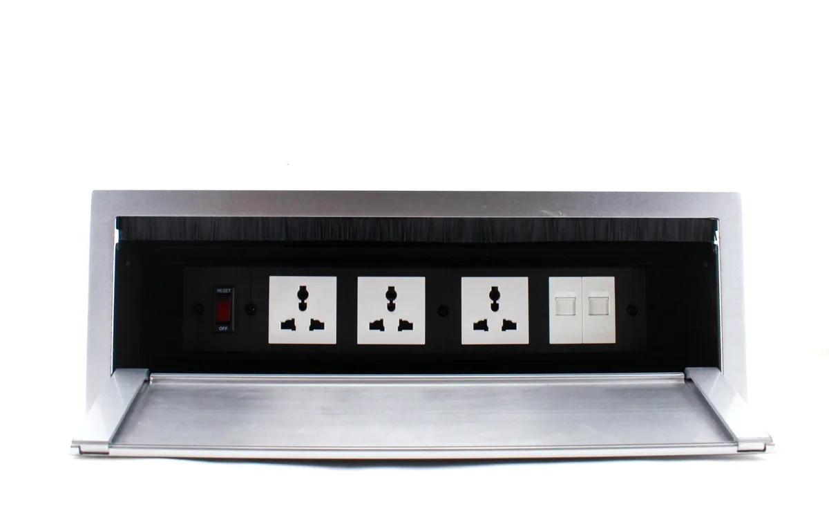 Tronic Desk Socket Universal x 3 + RJ45 Data x 2