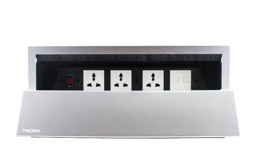 Tronic Desk Socket Universal x 3 + RJ45 Data x 2