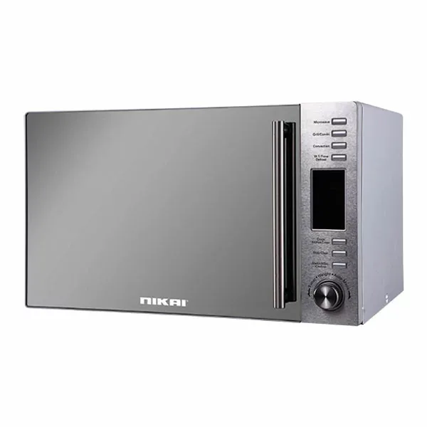 Nikai Microwave 30l Digital 5 Power Levels with Grill Function 1100w NMO300MDG Defrost By Timing And Weight Cooking End Signal Pull Handle Door Stainless Steel Panel