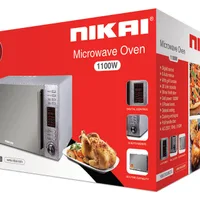 Nikai Microwave 30l Digital 5 Power Levels with Grill Function 1100w NMO300MDG Defrost By Timing And Weight Cooking End Signal Pull Handle Door Stainless Steel Panel