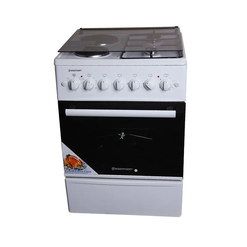 Westpoint Cooker 60x60cm, 2 Gas Burners, 2 Electric Plates with Electric Oven Inox WCER6622E0X