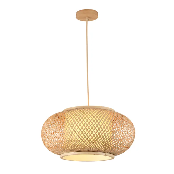 Tronic Bamboo Globe Pendant Lamp - Natural Wood Finish