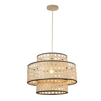 Tronic Bamboo Layered Pendant Lamp - Natural Wood Finish