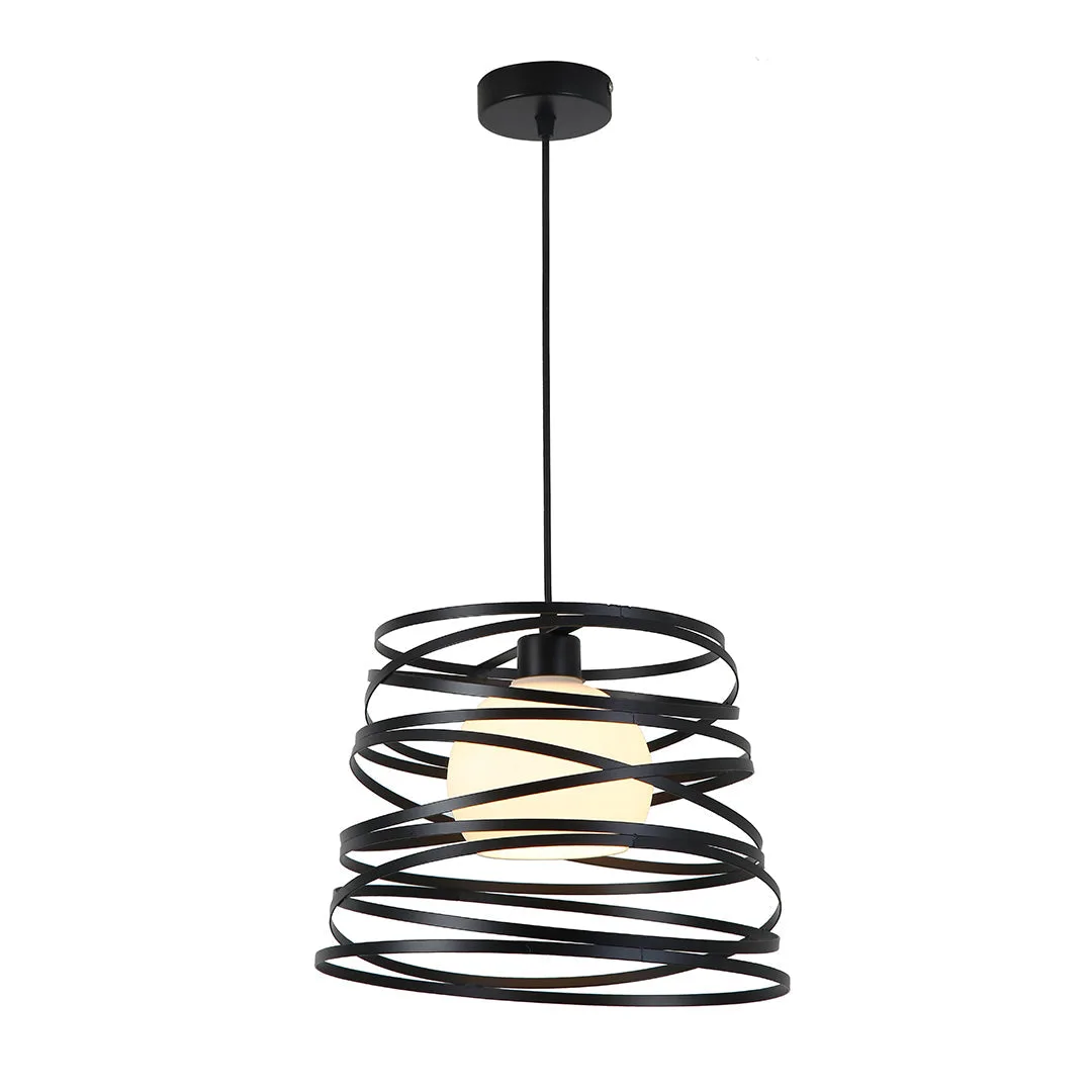Tronic Modern Spiral Pendant Light with Frosted Glass Globe