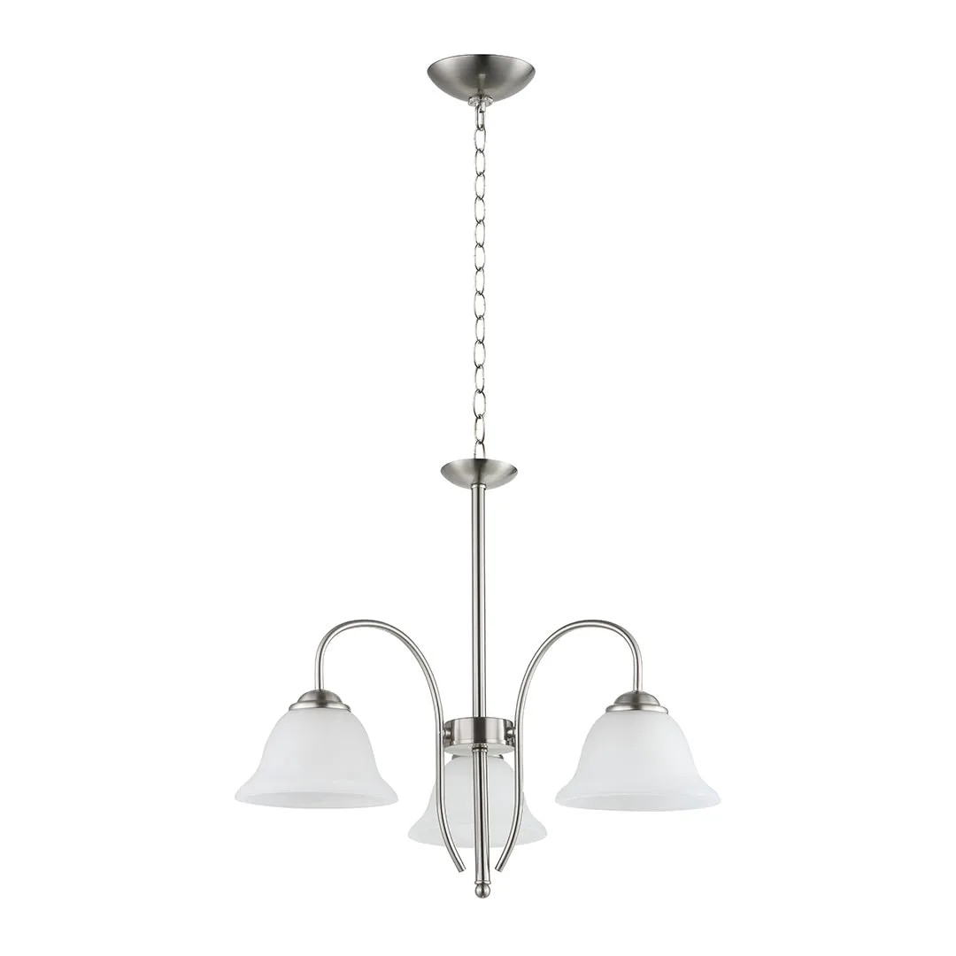 Tronic Elegant Silver 3-Light Pendant with Frosted Glass Shades