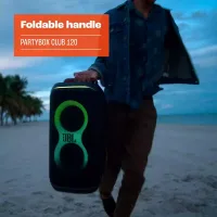 JBL Portable Bluetooth Party Speaker 160W, Foldable Handle, Powerful JBL Pro Sound, Futuristic lightshow, Up to 12 Hours of Play time, Splash Proof, Dual Mic & Guitar Inputs PartyBox Club 120