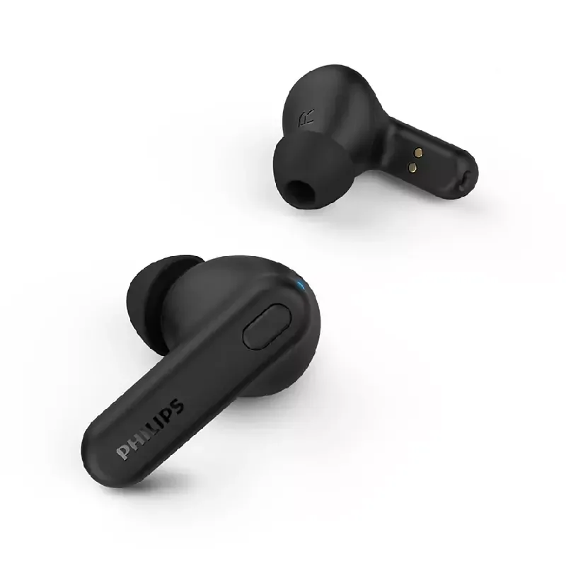 Philips True Wireless Earbuds, 6mm Drivers, IPX4 Splash/Sweat Resistant, Clear Call Quality TAT1108BK/97