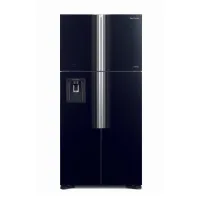 Hitachi Refrigerator 690 Ltrs. 4 Side By Side Door Refrigerator, Dual Fan Cooling, Stabilizer Free, LED Control Light, LED Light, Automatic Ice Maker & Water Dispenser, Tempered Glass Shelves, Glass Black finish R-W800PU7 GBK