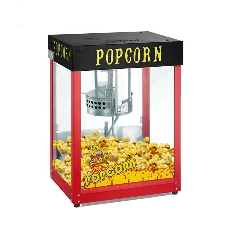 Commercial Kitchen Equipment Gas Popcorn Machine, 8oz Professional LPG Popcorn Maker, Industrial Red & Glass Countertop Popper WG-805G