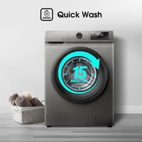 Hisense Washing Machine 9kg Front Loading, Steam Wash, Durable Inverter, Quick Wash, Delay End, Drum Clean, Self Diagnosis Silver WFQP9012VMT