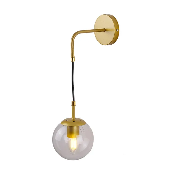 Tronic Golden Accent Fixture with Clear Glass & Curved Arm