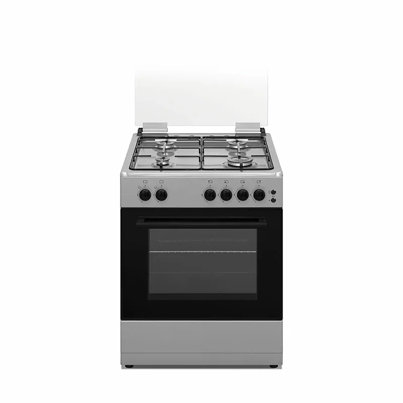 Nikai Oven Cooking Range 4 Burner Double Glass Door 60x55cm U6062FS Glass Lid Button Ignition For Hob With Lamp Stainless Steel Top And Body