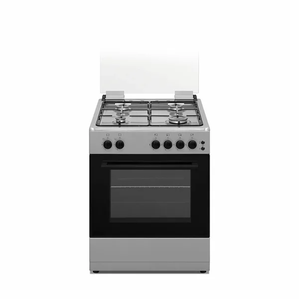 Nikai Oven Cooking Range 4 Burner Double Glass Door 60x55cm U6062FS Glass Lid Button Ignition For Hob With Lamp Stainless Steel Top And Body