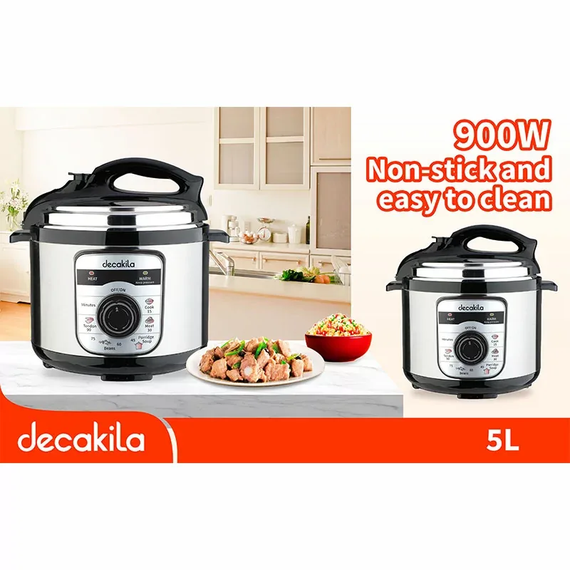 Decakila Pressure Cooker Electric 5l Digital Nonstick Coating 900w Keer039m mechanical knob switch operation single side nonstick pot coating
