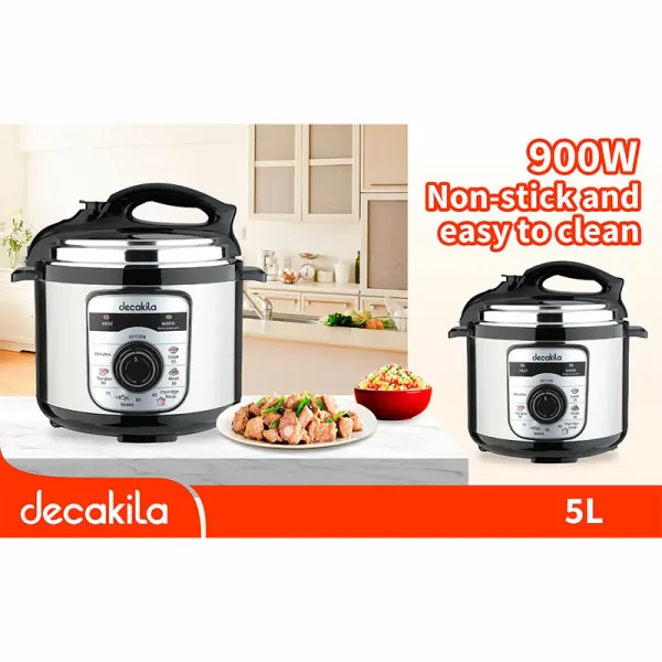 Decakila Pressure Cooker Electric 5l Digital Nonstick Coating 900w Keer039m mechanical knob switch operation single side nonstick pot coating