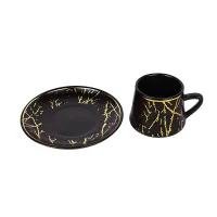 Nadstar Porcelain Cup & Saucer Golden Print Tea Coffee Cups 0030-1/2