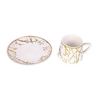 Nadstar Porcelain Cup & Saucer Golden Print Tea Coffee Cups 0030-1/2