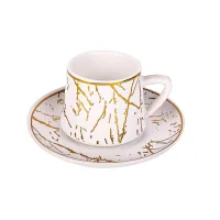 Nadstar Porcelain Cup & Saucer Golden Print Tea Coffee Cups 0030-1/2