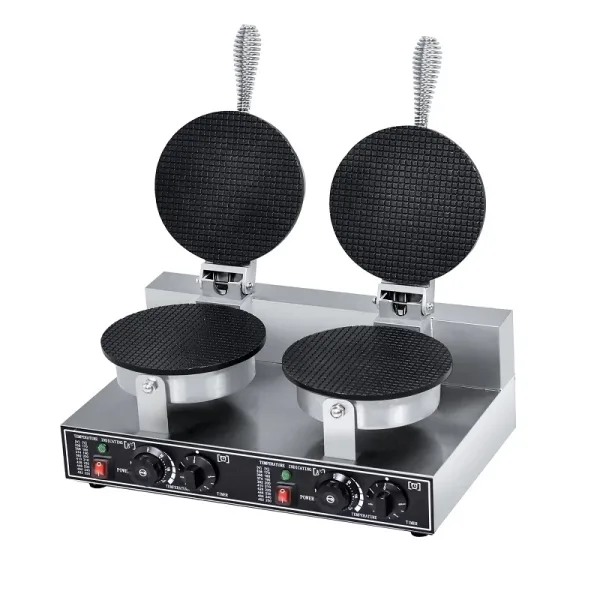 Commercial Electric Dual Plate Cone Waffle Baker 2.4kW, Heavy-Duty Non-Stick Ice Cream Cone Maker WG-HF-2XG