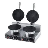 Commercial Electric Dual Plate Cone Waffle Baker 2.4kW, Heavy-Duty Non-Stick Ice Cream Cone Maker WG-HF-2XG