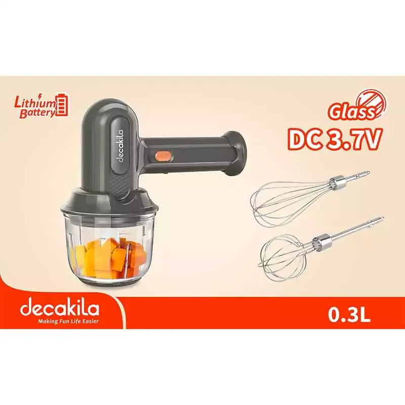 Decakila Hand Mixer Cordless 3 Speed with Eject Function 25w Kmmx019g 2 whisks with speed control 1500mah battery volume with 1 usb charging line