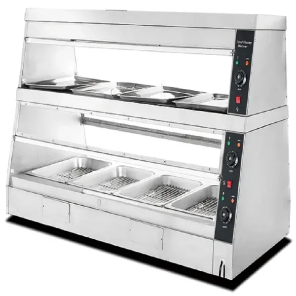 Commercial Electric Industrial Food Display Warmer, 3.8kW High-Power 10-Pan Capacity Heated Showcase, Professional 1.8m Warming Cabinet HW-6P-A