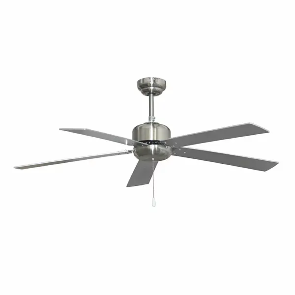 Dolphin Ceiling Fan 52" 5 MDF Blades 3 Speed Silver Decorative Fan Pull Chain Control ME-DCF52-5MAC-S