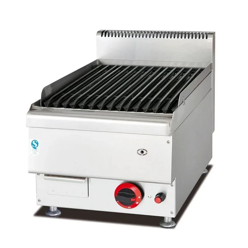 Commercial Kitchen Equipment Countertop Gas BBQ Lava Rock Grill, 17,000 BTU Professional LPG Charbroiler, 33.6kg Heavy-Duty Stainless Steel Industrial Grill WG-GB-549