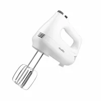 Decakila Hand Mixer 6 Speed with Turbo Function 200w Kemx001w 2 beaters for eggs and cream and 2 hooks for mixing dough stainless steel beaters and hooks