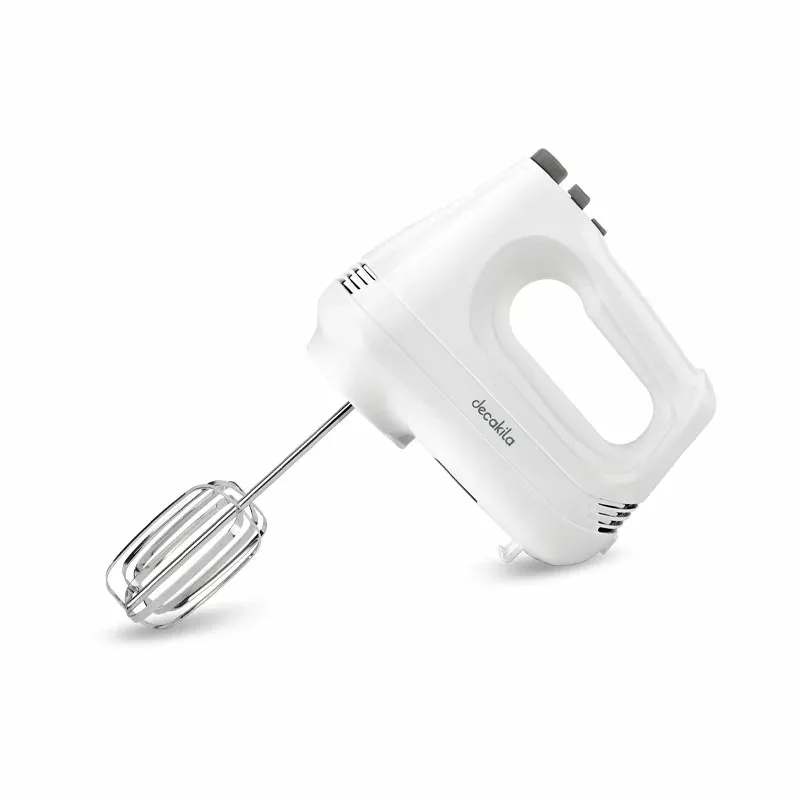 Decakila Hand Mixer 6 Speed with Turbo Function 200w Kemx001w 2 beaters for eggs and cream and 2 hooks for mixing dough stainless steel beaters and hooks