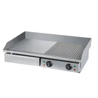 Commercial Electric Full Flat Griddle 4.4kW, Professional 728mm Dual-Zone Flat Top Grill, Heavy-Duty Stainless Steel Countertop Griddle WG-820 YH