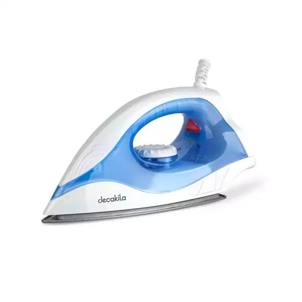 Decakila Dry Iron Teflon Soleplate Mechanical Temperature Control 1200w Keen018l 20 seconds preheat with auto off function 197x105mm plate size