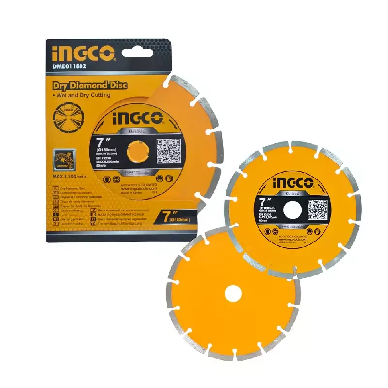 Ingco Dry Cutting Diamond Disc 180mm(7")x22.2mm for Wet & Dry Cutting DMD011802