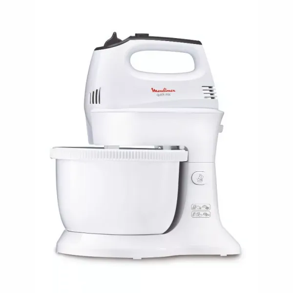 Moulinex Quickmix Hand Mixer with Bowl 350W 3.5L 5 Speeds 2 Attachments White HM311127