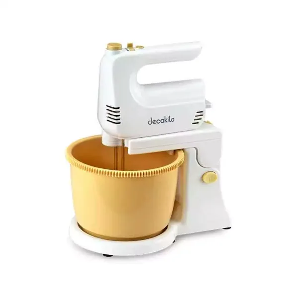 Decakila Kitchen Machine 2.5l Plastic Bowl 5 Speed with Turbo Function 250w Kemx020w liftable head white and gold steel beaters with hook knead or beat and mix