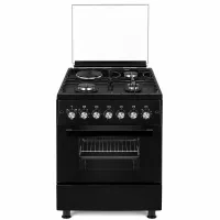 Evoq Standing Cooker 3 Gas Burners 1 Hot Plate Electric Oven Black 58x58cm EC-5831EO. BL