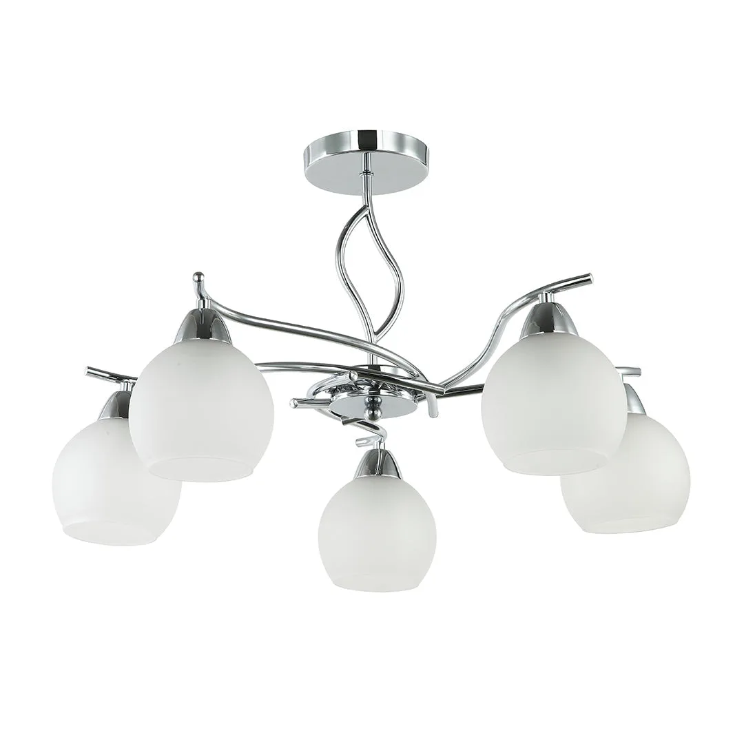 Tronic Elegant Silver 5-Light Frosted Glass Pendant