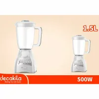 Decakila Blender 1.5l Plastic Jug with Stainless Steel Blades 500w Kejb044w 10 speed control with pulse copper wire motor anti slip feet design