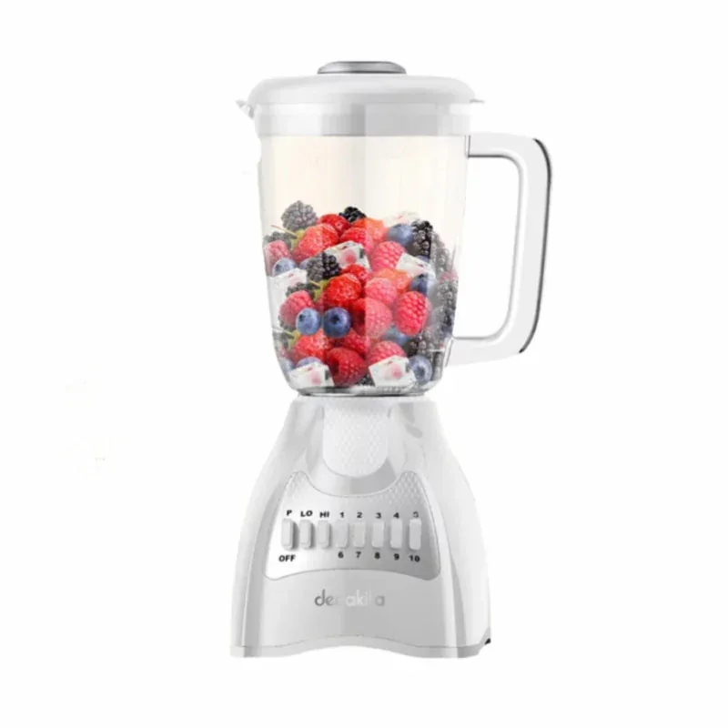 Decakila Blender 1.5l Plastic Jug with Stainless Steel Blades 500w Kejb044w 10 speed control with pulse copper wire motor anti slip feet design