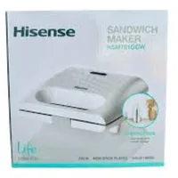 Hisense Sandwich Maker with Non-Stick Plates, 700 Watts HSM701GCW