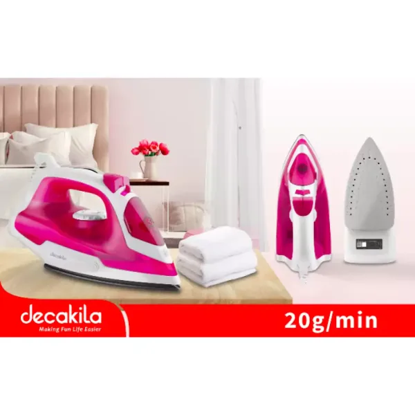Decakila Steam Iron 1200W Water Tank Capacity 200ML Without Auto-off Function Steam Boost:0.8g/Shot Vertical Jet Steam Temp Control KEEN002R