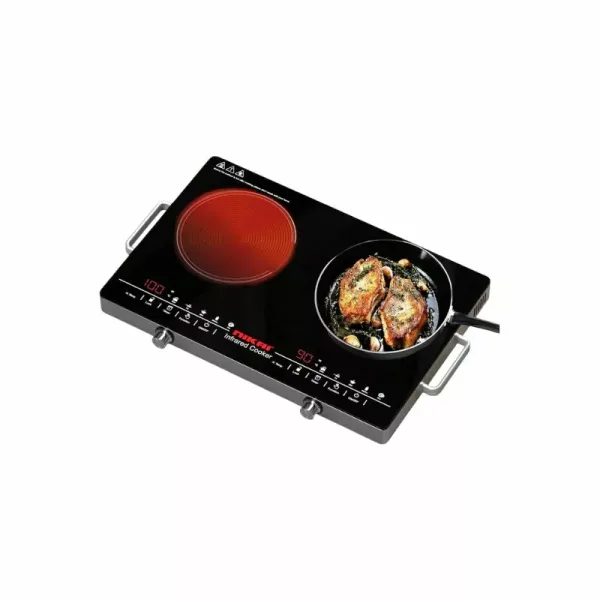 Nikai Infrared Cooker Dual Burner 2000W, 6 Preset Cooking Modes, Touch Control, LED Display, Black NIC303A