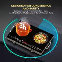 Nikai Infrared Cooker Dual Burner 2000W, 6 Preset Cooking Modes, Touch Control, LED Display, Black NIC303A