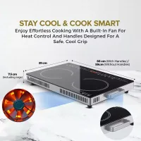 Nikai Infrared Cooker Dual Burner 2000W, 6 Preset Cooking Modes, Touch Control, LED Display, Black NIC303A