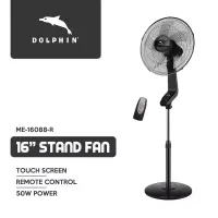 Dolphin Stand Fan - 16", 50W with Timer & Speed Settings, Plastic Blades, Remote Control and Touch Screen, ME-16088
