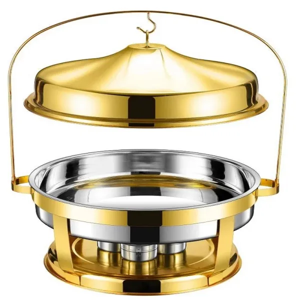 Commercial Kitchen Equipment Luxury Arc Gold Chafing Dish 4.5L, Radiant Gold Finish, Stainless Steel DZW-SE060