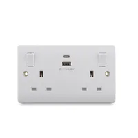 Tronic Double USB Wall Socket with USB-C & USB-A Ports