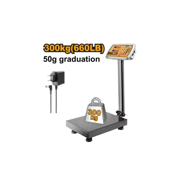 Ingco Rechargeable Digital Platform Scale 300kg with LED Display, 50g Graduation HESA33003
