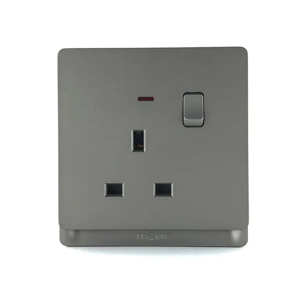 Tronic 13A Single Socket with Switch & Neon Indicator - Grey