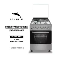 Dolphin Free Standing Cooking Range 60x60, 4 Gas Burners & Electric Oven, Inox FS06060I-4G/E